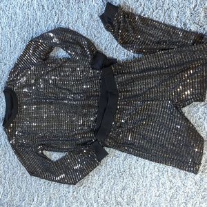 Sparkly suit, medium women, gold and black